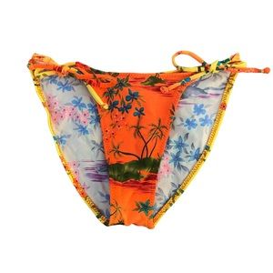 90s Bikini Swimsuit Bottoms Bright Tropical Print Raisins Small